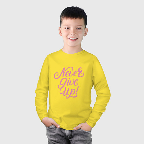 Детский лонгслив Never Give Up / Желтый – фото 3
