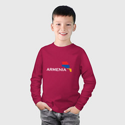 Лонгслив хлопковый детский Армения, цвет: маджента — фото 2