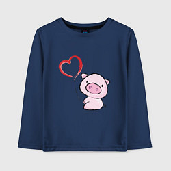 Лонгслив хлопковый детский Pig Love, цвет: тёмно-синий
