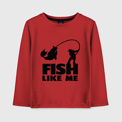 Лонгслив хлопковый детский Fish like me, цвет: красный