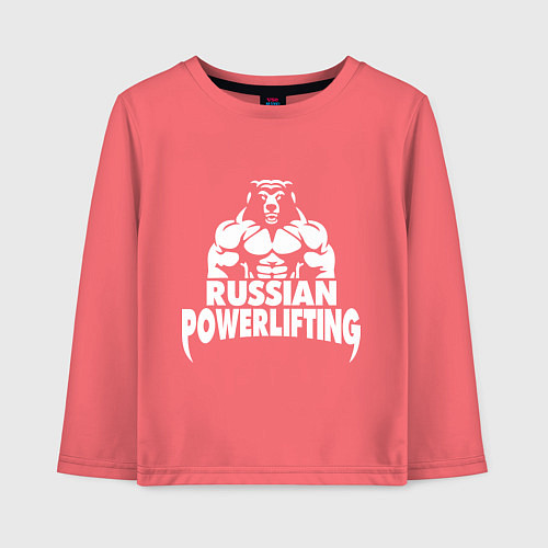 Детский лонгслив Russian powerlifting / Коралловый – фото 1