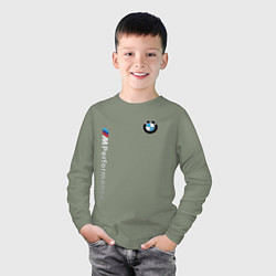 Лонгслив хлопковый детский BMW M PERFORMANCE БМВ, цвет: авокадо — фото 2