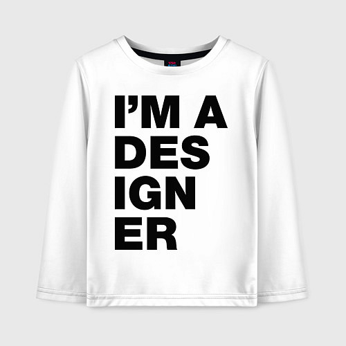 Детский лонгслив I am a designer / Белый – фото 1