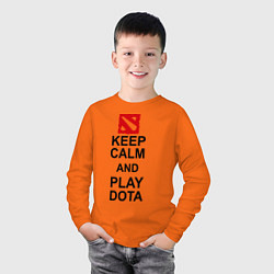 Лонгслив хлопковый детский Keep Calm & Play Dota, цвет: оранжевый — фото 2