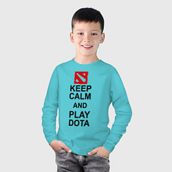 Лонгслив хлопковый детский Keep Calm & Play Dota, цвет: бирюзовый — фото 2