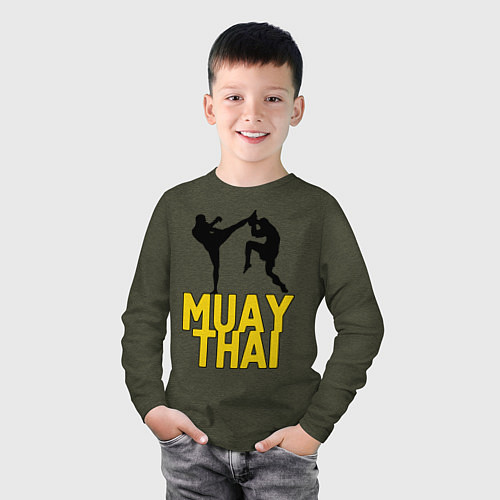 Детский лонгслив Muay Thai / Меланж-хаки – фото 3