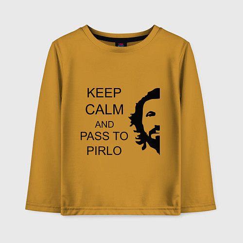 Детский лонгслив Keep Calm & Pass To Pirlo / Горчичный – фото 1