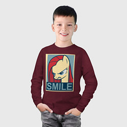 Лонгслив хлопковый детский MLP: Smile, цвет: меланж-бордовый — фото 2