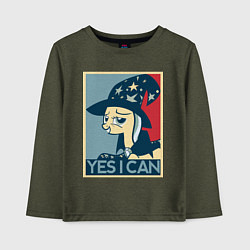 Лонгслив хлопковый детский MLP: Yes I Can, цвет: меланж-хаки