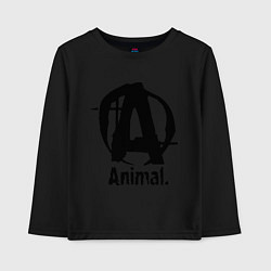 Лонгслив хлопковый детский Animal Logo, цвет: черный