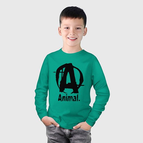 Детский лонгслив Animal Logo / Зеленый – фото 3