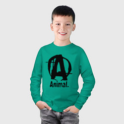 Лонгслив хлопковый детский Animal Logo, цвет: зеленый — фото 2