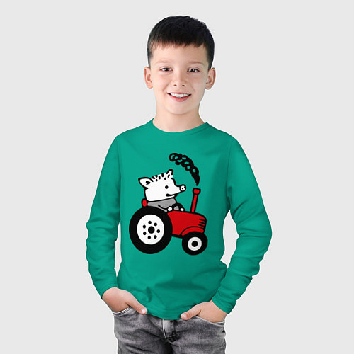 Детский лонгслив Поросенок Петр / Зеленый – фото 3