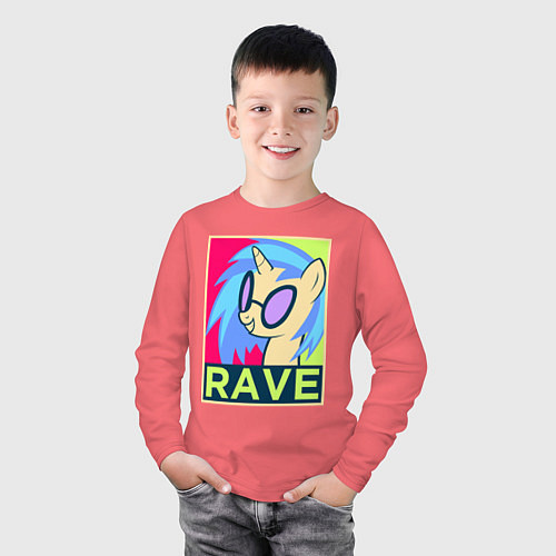 Детский лонгслив DJ Pon-3 RAVE / Коралловый – фото 3