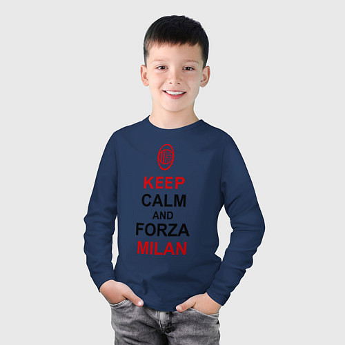 Детский лонгслив Keep Calm & Forza Milan / Тёмно-синий – фото 3