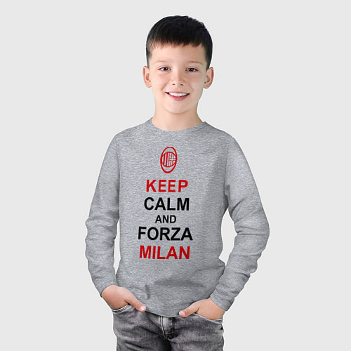 Детский лонгслив Keep Calm & Forza Milan / Меланж – фото 3