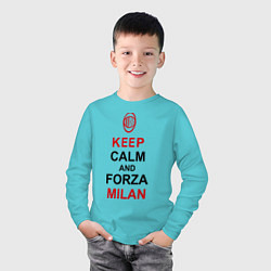 Лонгслив хлопковый детский Keep Calm & Forza Milan, цвет: бирюзовый — фото 2