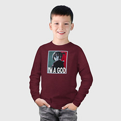 Лонгслив хлопковый детский Бездомный Бог, цвет: меланж-бордовый — фото 2