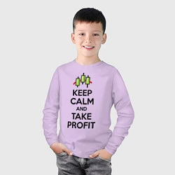 Лонгслив хлопковый детский Keep Calm & Take profit, цвет: лаванда — фото 2