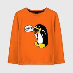 Лонгслив хлопковый детский Пингвин: Linux, цвет: оранжевый