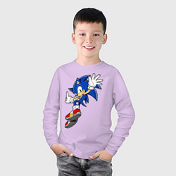 Лонгслив хлопковый детский Sonic, цвет: лаванда — фото 2