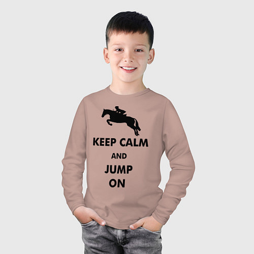Детский лонгслив Keep Calm & Jump On / Пыльно-розовый – фото 3