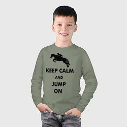Лонгслив хлопковый детский Keep Calm & Jump On, цвет: авокадо — фото 2