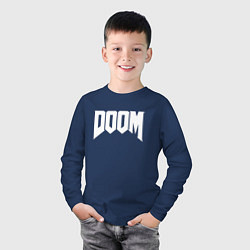 Лонгслив хлопковый детский DOOM, цвет: тёмно-синий — фото 2
