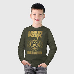 Лонгслив хлопковый детский Linkin Park: Road to Revolution, цвет: меланж-хаки — фото 2
