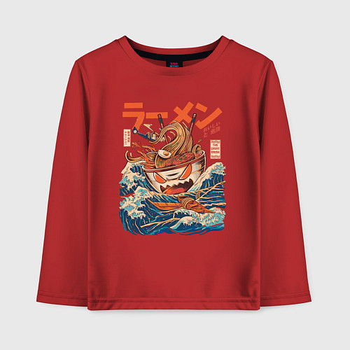 Детский лонгслив Great Ramen: Kanagawa / Красный – фото 1