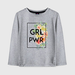 Лонгслив хлопковый детский GRL PWR, цвет: меланж