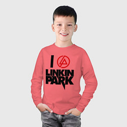 Лонгслив хлопковый детский I love Linkin Park, цвет: коралловый — фото 2