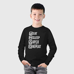 Лонгслив хлопковый детский Eat, Sleep, Apex, Repeat, цвет: черный — фото 2