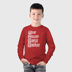 Лонгслив хлопковый детский Eat, Sleep, Apex, Repeat, цвет: красный — фото 2