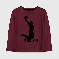 Лонгслив хлопковый детский Jordan Basketball, цвет: меланж-бордовый