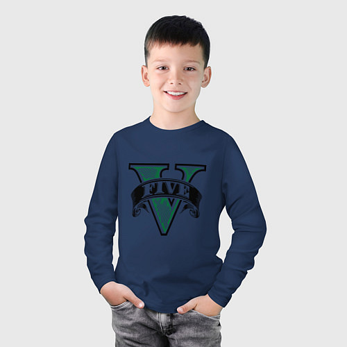 Детский лонгслив GTA V: Logo / Тёмно-синий – фото 3