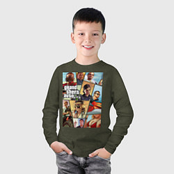 Лонгслив хлопковый детский GTA 5: Stories, цвет: меланж-хаки — фото 2