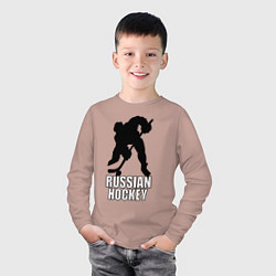 Лонгслив хлопковый детский Russian Black Hockey, цвет: пыльно-розовый — фото 2