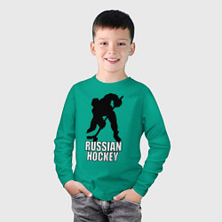 Лонгслив хлопковый детский Russian Black Hockey, цвет: зеленый — фото 2