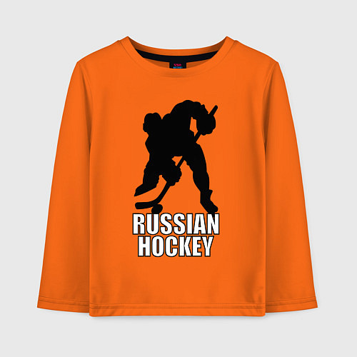 Детский лонгслив Russian Black Hockey / Оранжевый – фото 1