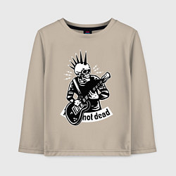 Лонгслив хлопковый детский Punks not dead - motto, цвет: миндальный