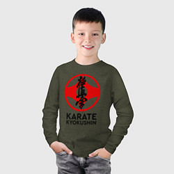 Лонгслив хлопковый детский Karate Kyokushin, цвет: меланж-хаки — фото 2
