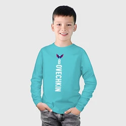 Лонгслив хлопковый детский Washington Capitals: Alexander Ovechkin, цвет: бирюзовый — фото 2