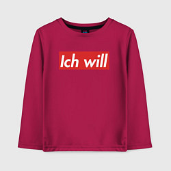 Лонгслив хлопковый детский Ich will, цвет: маджента
