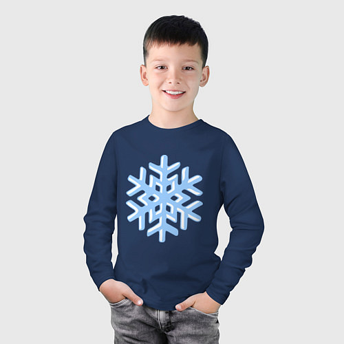 Детский лонгслив Объемная снежинка / Тёмно-синий – фото 3