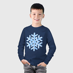 Лонгслив хлопковый детский Объемная снежинка, цвет: тёмно-синий — фото 2