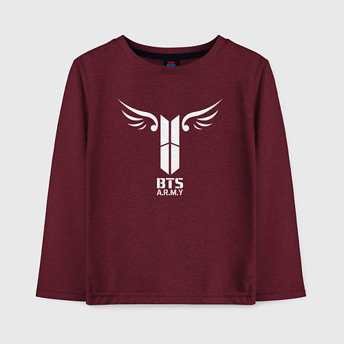 Детский лонгслив BTS ARMY / Меланж-бордовый – фото 1