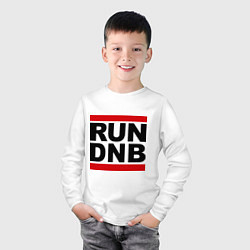 Лонгслив хлопковый детский RUN DNB, цвет: белый — фото 2