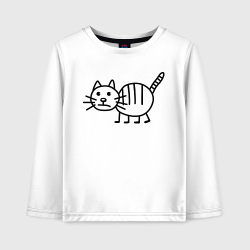Детский лонгслив Рисунок кота / Белый – фото 1
