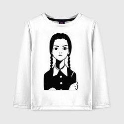 Лонгслив хлопковый детский Wednesday Addams, цвет: белый